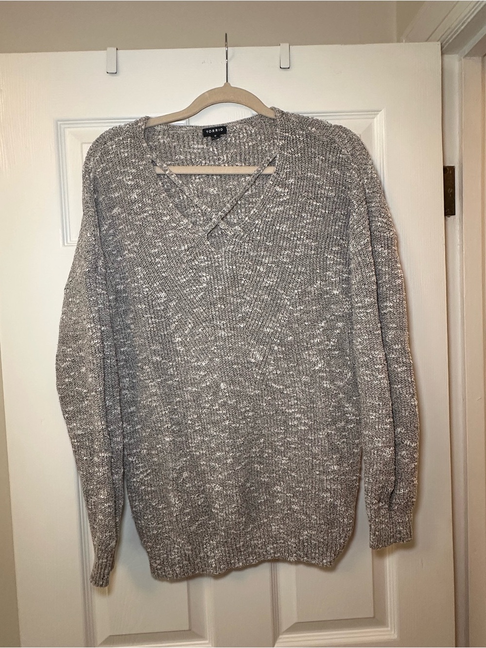 torrid Gray Marled V-Neck Knit Sweater